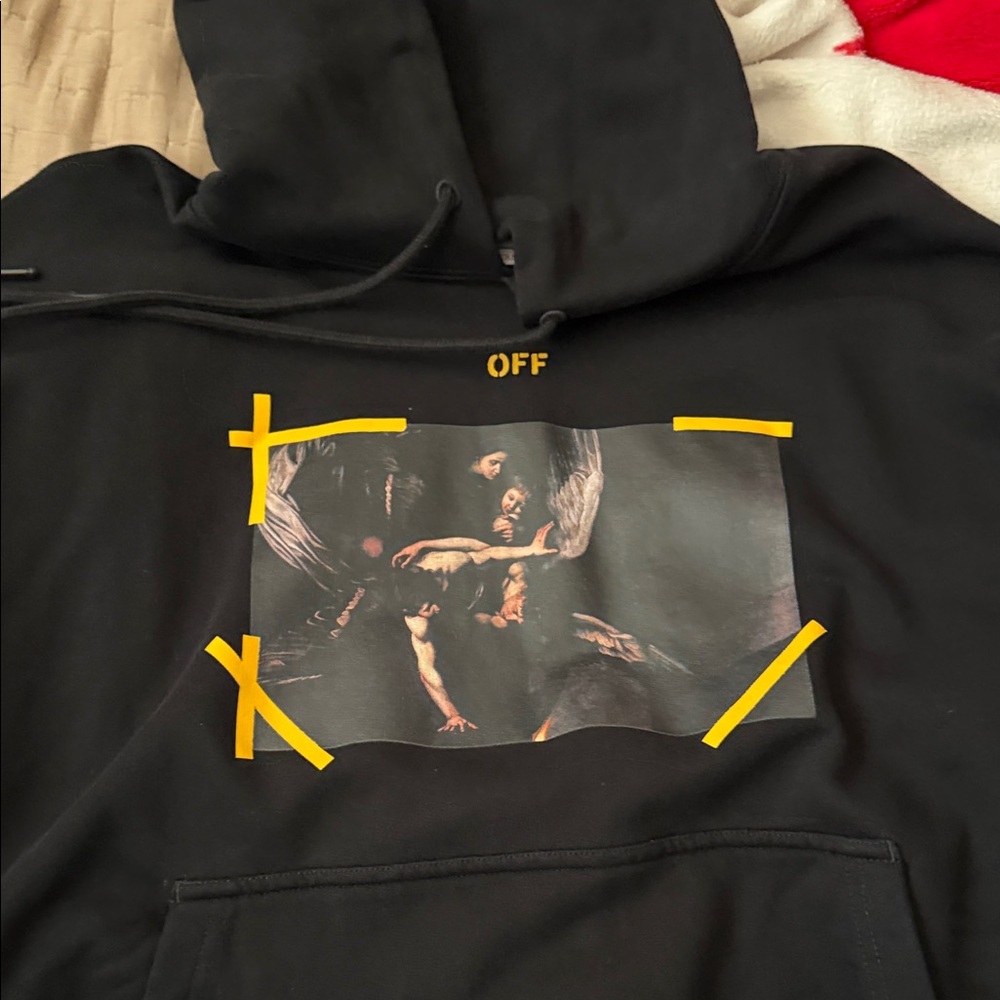 Off-White Black Hoodie with Yellow Accents